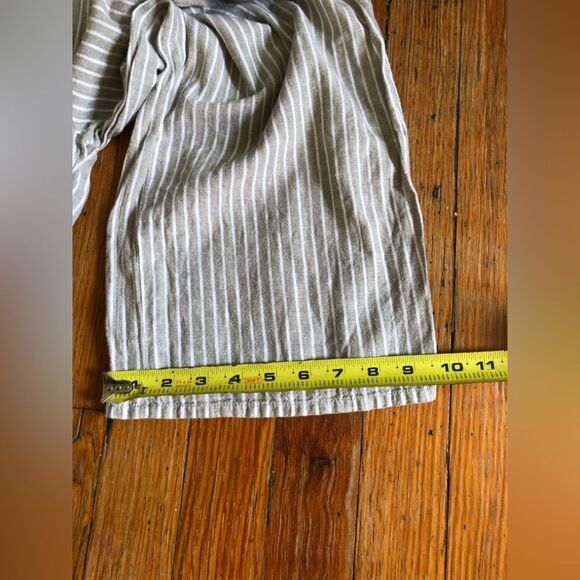 Beach Lunch Lounge || Linen Blend Striped Smocked Cotton Wide Leg CropJumpsuit - Picture 13 of 13